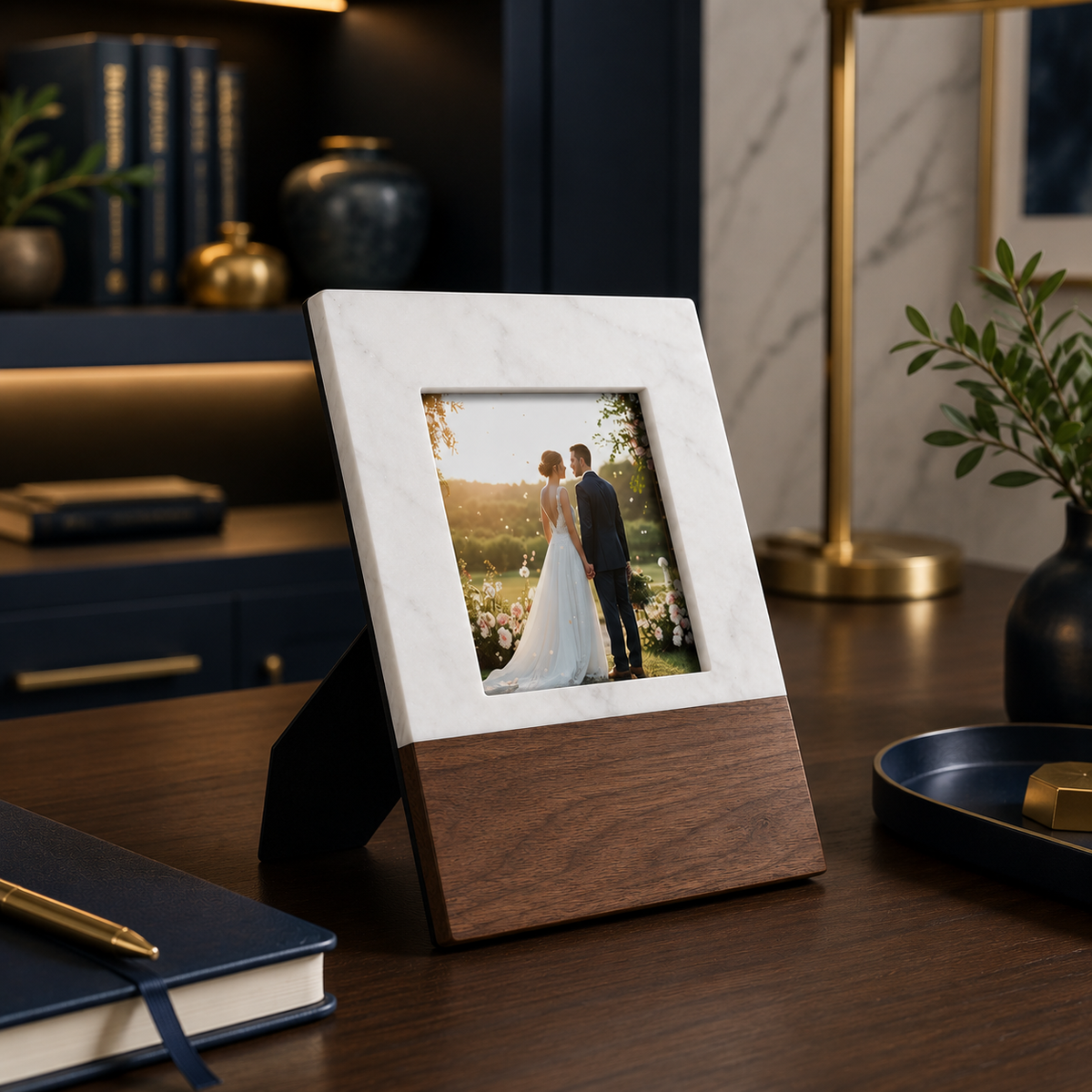 Marble & Acacia Picture Frame