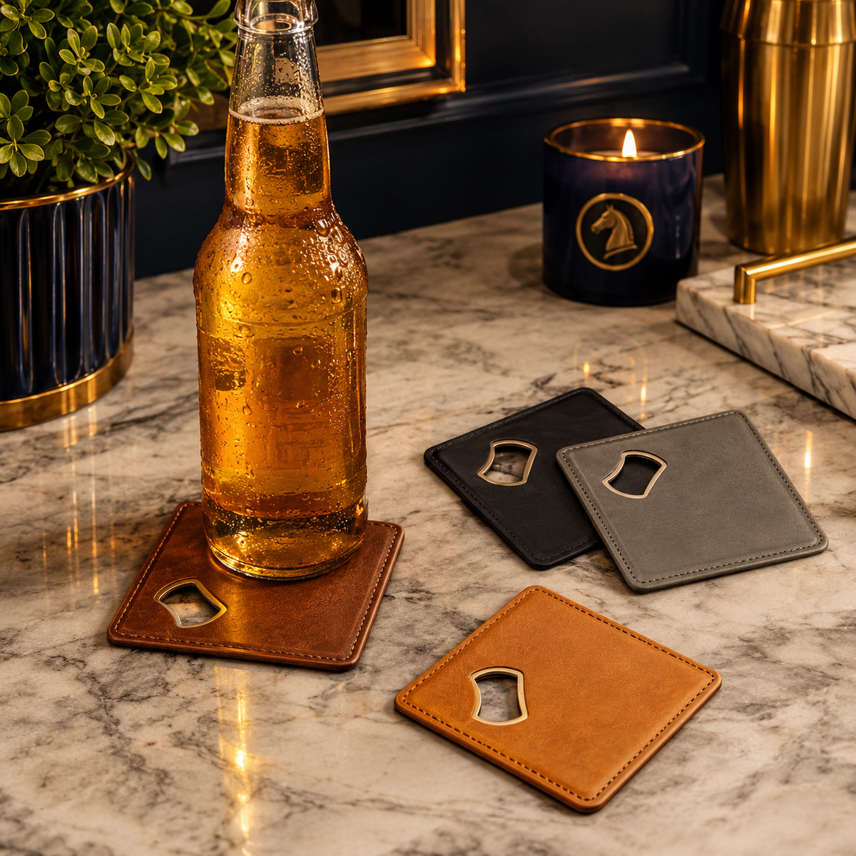 Magnetic Coaster w/Bottle Opener