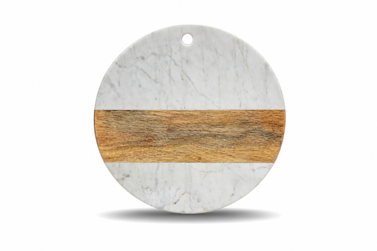 Round Marble & Acacia Charcuterie Board