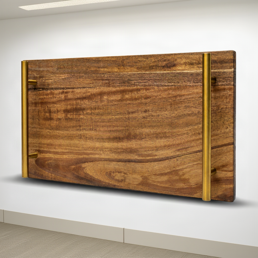 Acacia Serving Board with Metal Handles