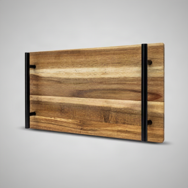 Acacia Serving Board with Metal Handles