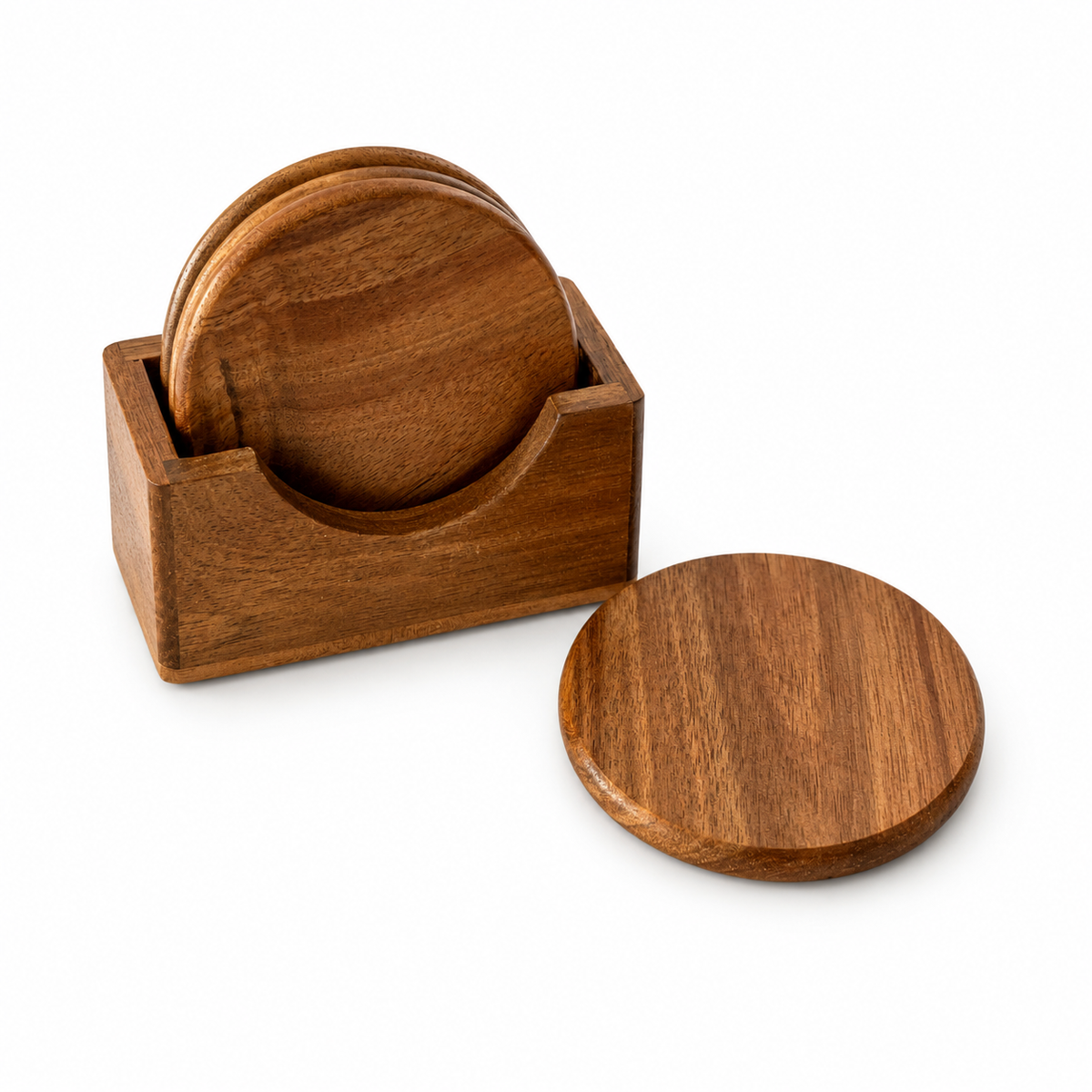 Wood Coaster Set w/Stand