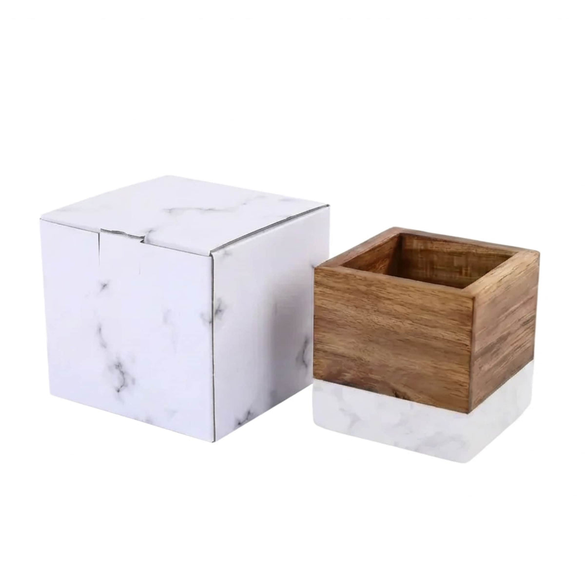 Marble & Acacia Pen Holder