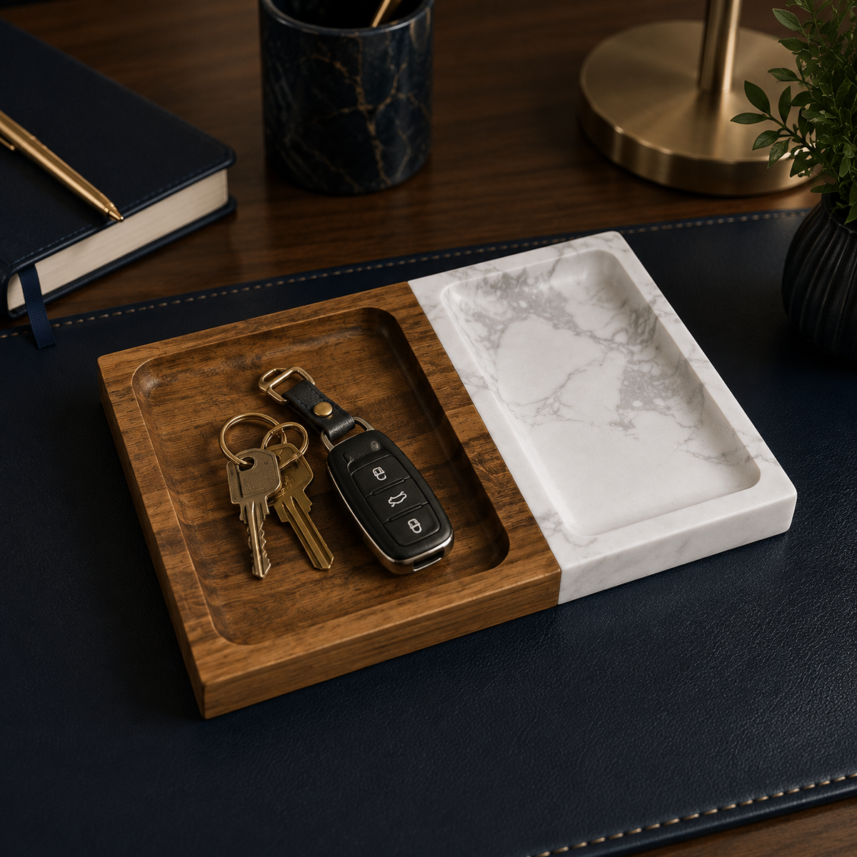 Marble & Acacia Valet Tray