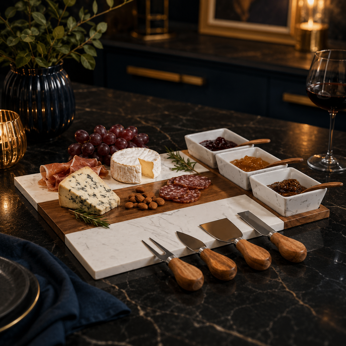 Marble Charcuterie Board Set