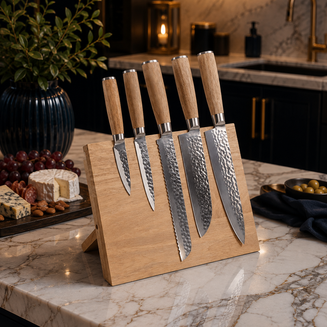 Kitchen Knife Set with Magnetic Wood Block