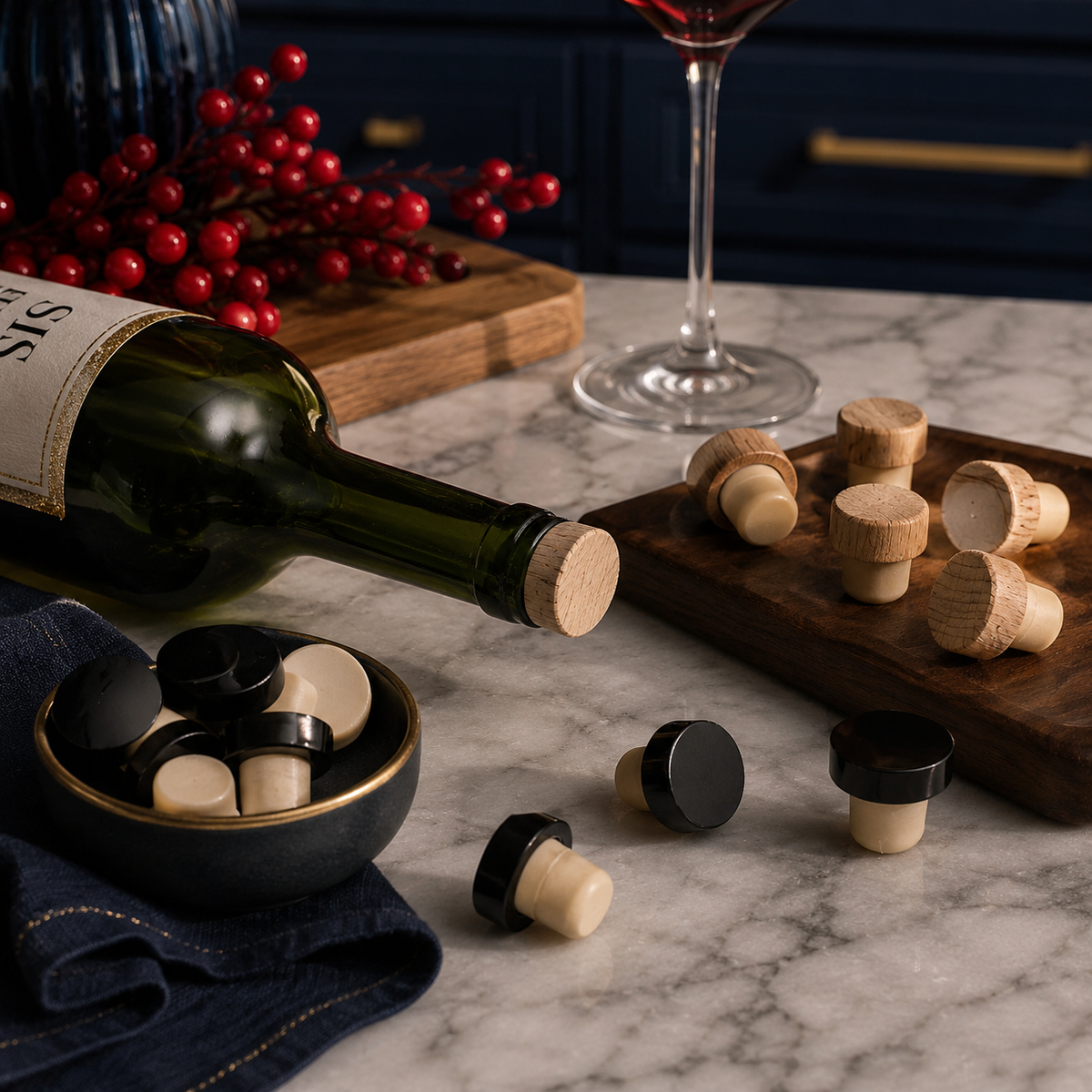 Wine Bottle Stopper – Wood or Metal (Pack of 4)
