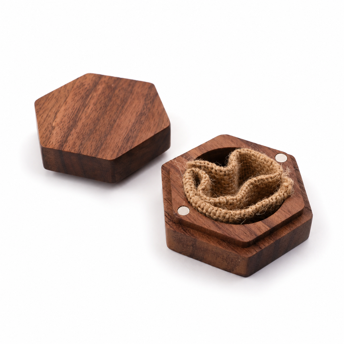 Walnut Ring Box - Hexagon